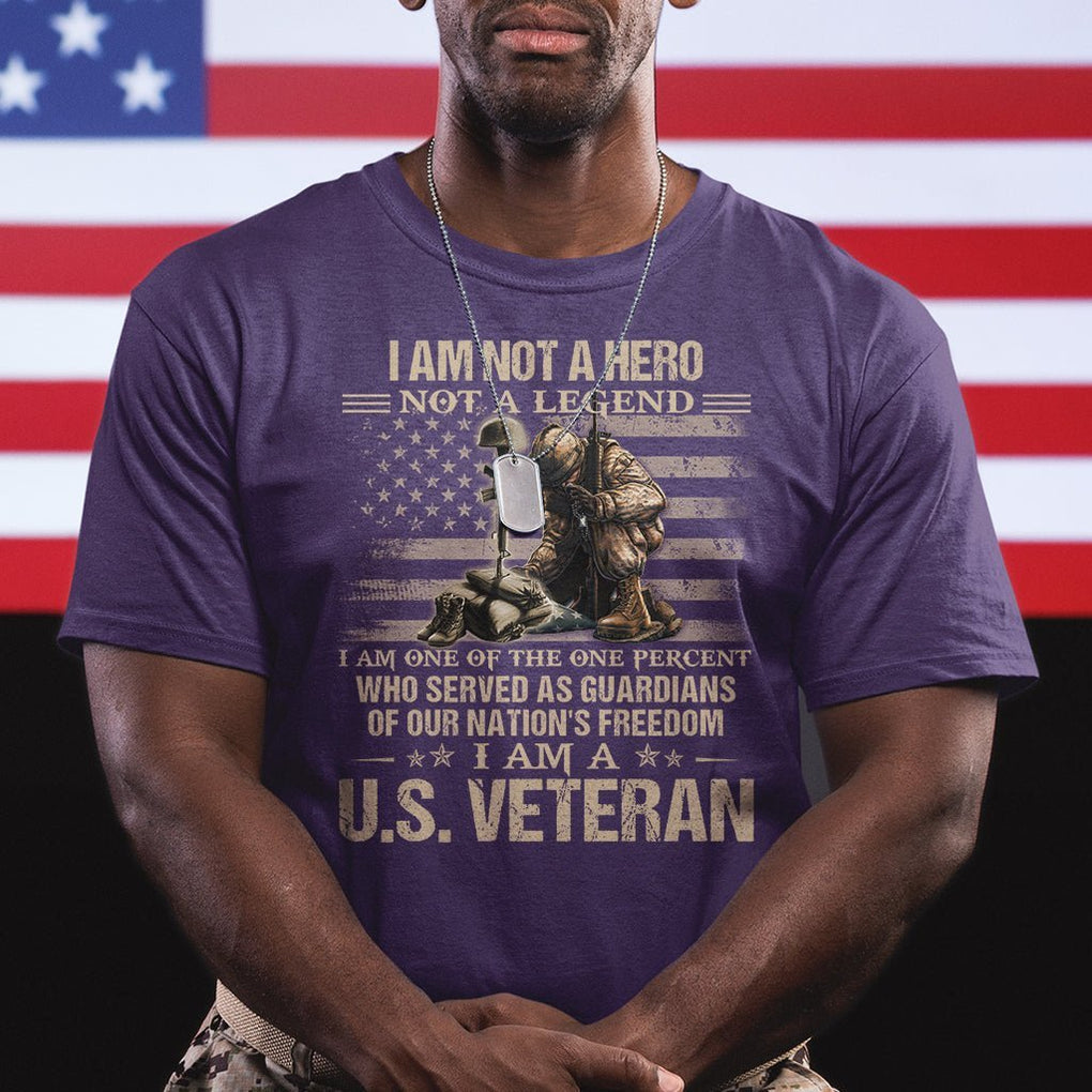 American Veteran T Shirt I Am Not A Hero Not A Legend US Flag Soldier Combat Boots And Dog Tags TS02 Printyourwear