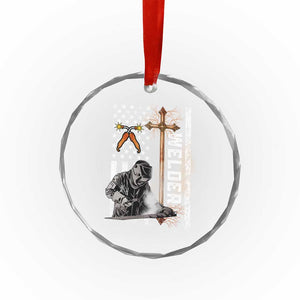 American Welder Crystal Glass Ornament Welding USA Flag Christian Cross TS02 Print Your Wear