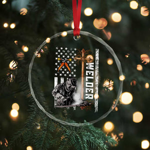 American Welder Crystal Glass Ornament Welding USA Flag Christian Cross TS02 Print Your Wear