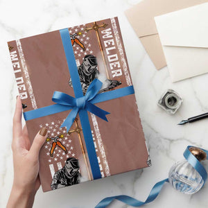 American Welder Wrapping Paper Roll Welding USA Flag Christian Cross TS02 Mocha Print Your Wear