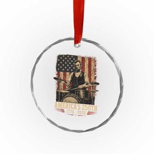 America's 250th Abraham Lincoln Playing Guitar 1776 2026 Crystal Glass Ornament Funny Electric Guitar Player