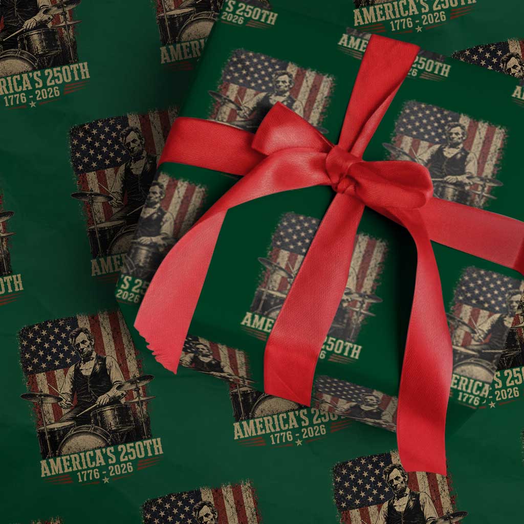 America's 250th Abraham Lincoln Playing Guitar 1776 2026 Wrapping Paper Roll Funny Electric Guitar Player TS11 Green Print Your Wear