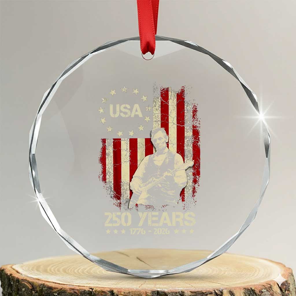 America's 250th Abraham Lincoln Playing Guitar Crystal Glass Ornament TS14 Transparent Glass 3'' Circle Print Your Wear