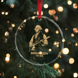 America's 250th George Washington Rock Star Crystal Glass Ornament Funny Electric Guitar Player Vintage 1776 to 2026 Semiquincentennial