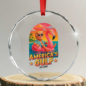 Americas Gulf Est 2025 Crystal Glass Ornament Funny Trump Flamingo Float Patriotic Beach TS02 Transparent Glass 3'' Circle Print Your Wear