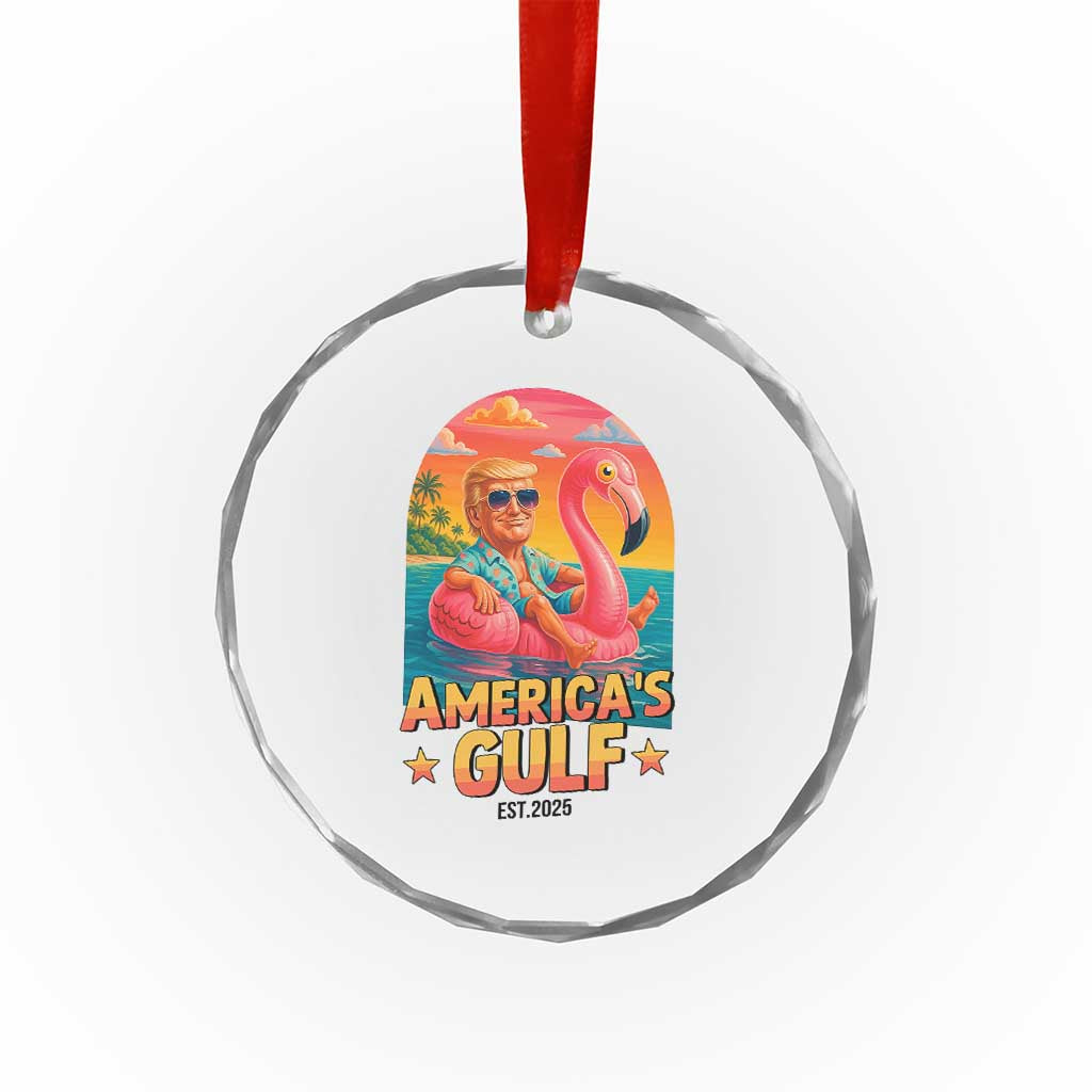 Americas Gulf Est 2025 Crystal Glass Ornament Funny Trump Flamingo Float Patriotic Beach TS02 Print Your Wear