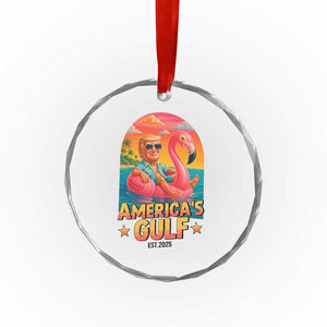 Americas Gulf Est 2025 Crystal Glass Ornament Funny Trump Flamingo Float Patriotic Beach TS02 Print Your Wear