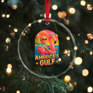 Americas Gulf Est 2025 Crystal Glass Ornament Funny Trump Flamingo Float Patriotic Beach TS02 Print Your Wear