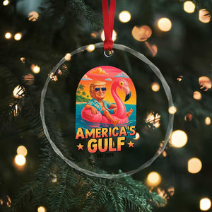 Americas Gulf Est 2025 Crystal Glass Ornament Funny Trump Flamingo Float Patriotic Beach TS02 Print Your Wear