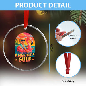 Americas Gulf Est 2025 Crystal Glass Ornament Funny Trump Flamingo Float Patriotic Beach TS02 Print Your Wear