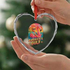 Americas Gulf Est 2025 Heart Crystal Glass Ornament Funny Trump Flamingo Float Patriotic Beach TS02 Print Your Wear