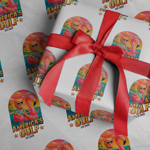 Americas Gulf Est 2025 Wrapping Paper Roll Funny Trump Flamingo Float Patriotic Beach TS02 White Print Your Wear
