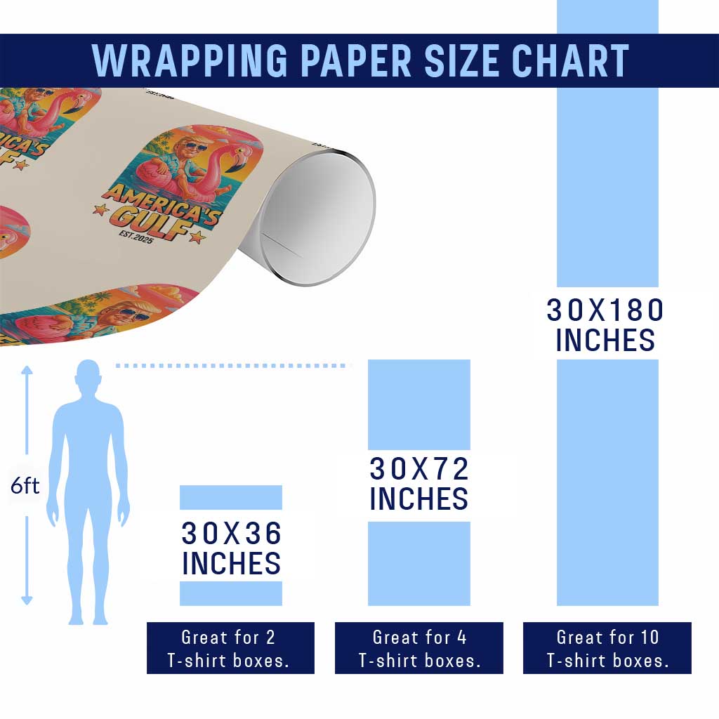 Americas Gulf Est 2025 Wrapping Paper Roll Funny Trump Flamingo Float Patriotic Beach TS02 Print Your Wear