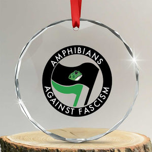 Amphibians Against Fascism Crystal Glass Ornament Anti-Fascist Frog Logo Portland Protest TS02 Transparent Glass 3'' Circle Print Your Wear