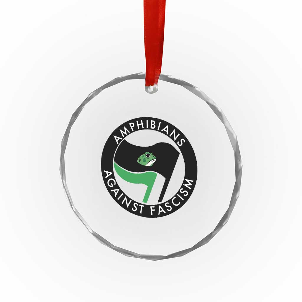 Amphibians Against Fascism Crystal Glass Ornament Anti-Fascist Frog Logo Portland Protest TS02 Print Your Wear