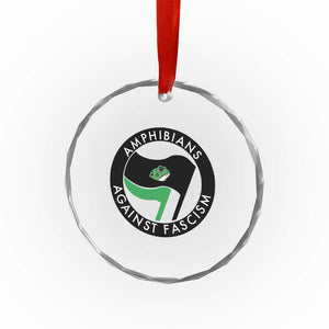 Amphibians Against Fascism Crystal Glass Ornament Anti-Fascist Frog Logo Portland Protest TS02 Print Your Wear