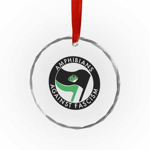 Amphibians Against Fascism Crystal Glass Ornament Anti-Fascist Frog Logo Portland Protest TS02 Print Your Wear