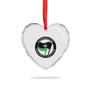 Amphibians Against Fascism Heart Crystal Glass Ornament Anti-Fascist Frog Logo Portland Protest TS02 Print Your Wear