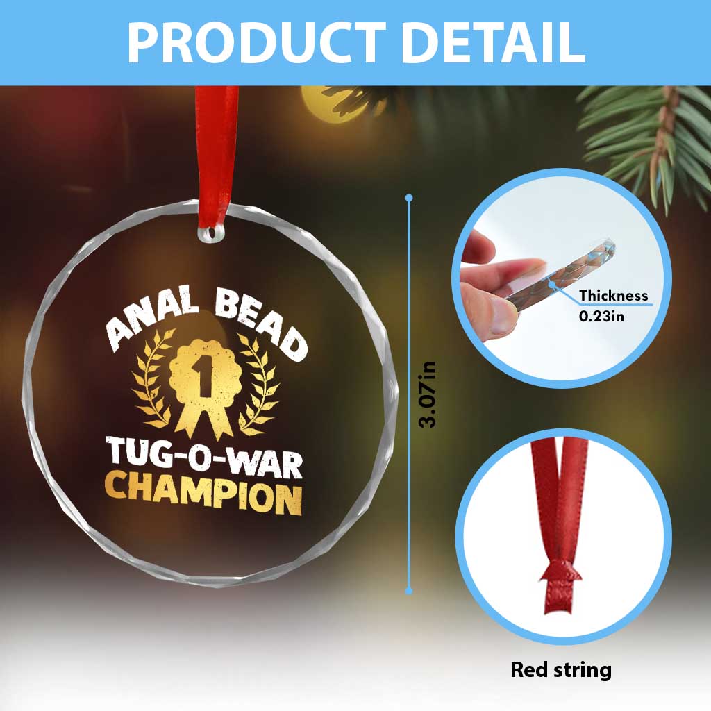 Anal Bead Tug O War Champion Funny Offensive Crystal Glass Ornament Inappropriate Adult Humor Gold TS02 Print Your Wear