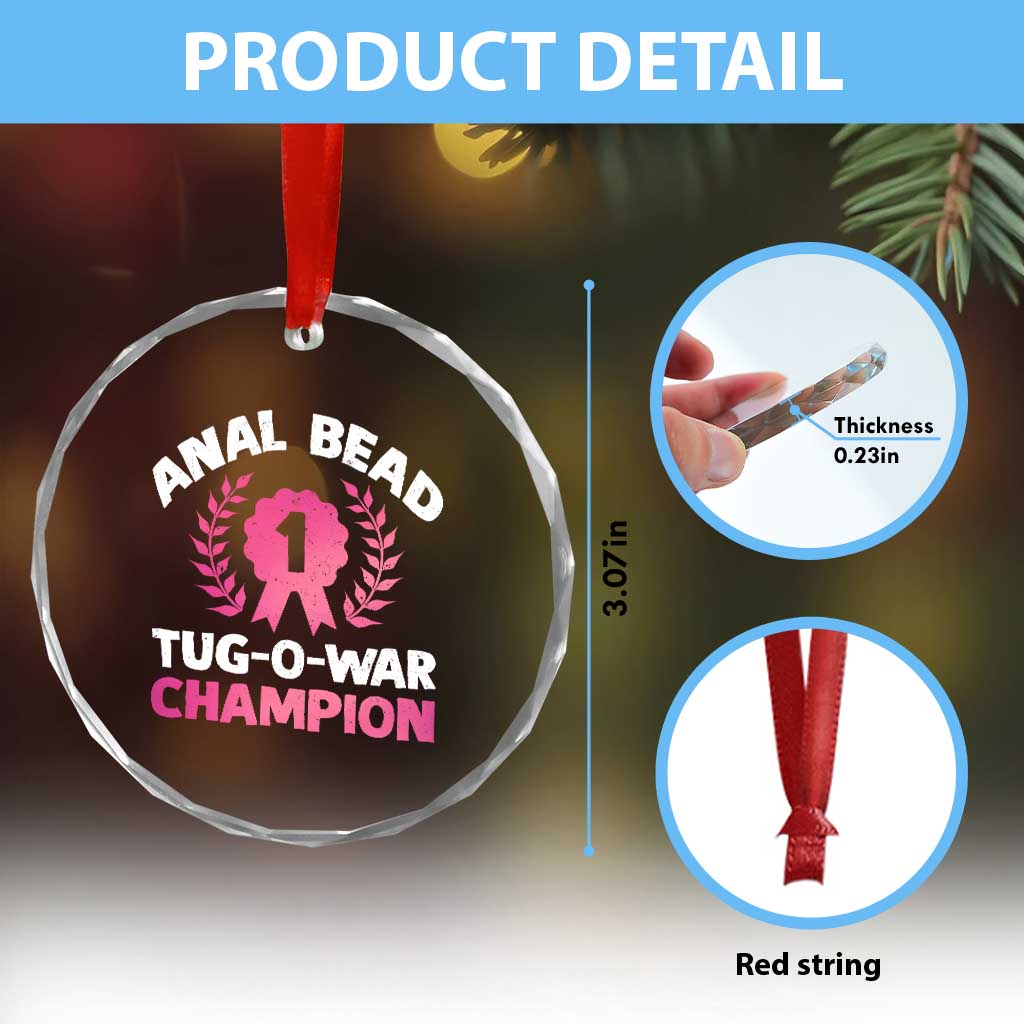 Anal Bead Tug O War Champion Funny Offensive Crystal Glass Ornament Inappropriate Adult Humor Pink TS02 Print Your Wear