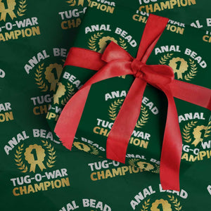 Anal Bead Tug O War Champion Funny Offensive Wrapping Paper Roll Inappropriate Adult Humor Gold TS02 Green Print Your Wear