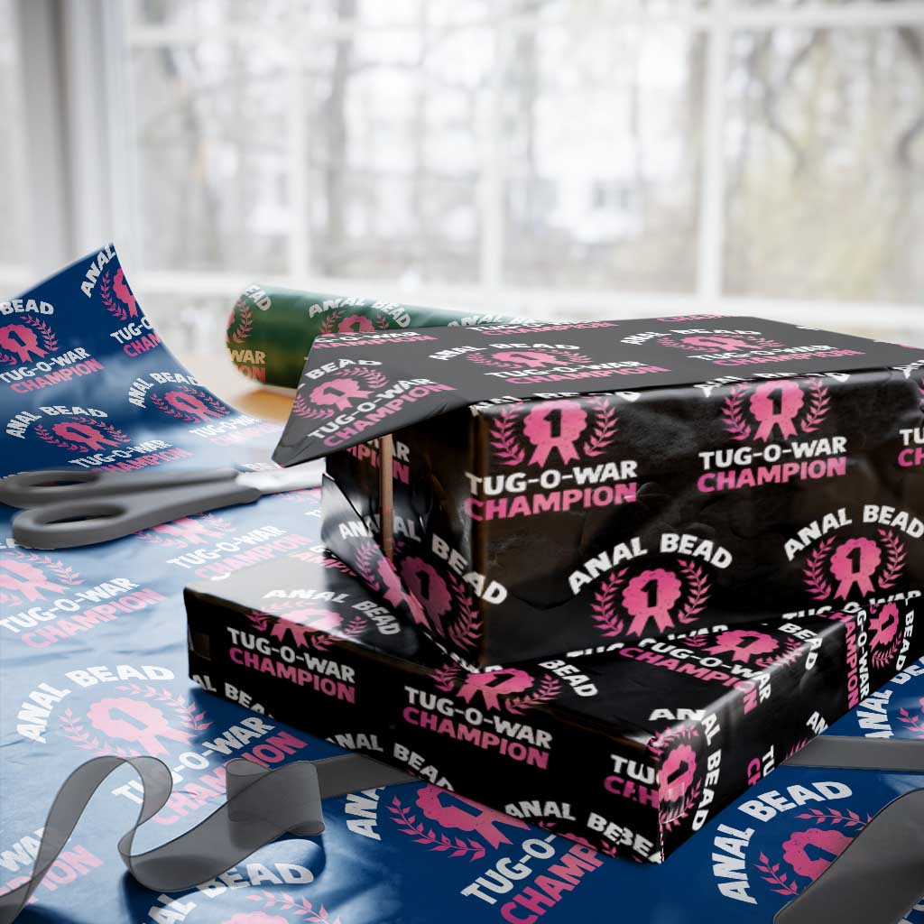 Anal Bead Tug O War Champion Funny Offensive Wrapping Paper Roll Inappropriate Adult Humor Pink TS02 Black Print Your Wear