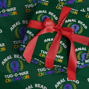 Anal Bead Tug O War Champion Funny Offensive Wrapping Paper Roll Inappropriate Adult Humor Rainbow TS02 Green Print Your Wear