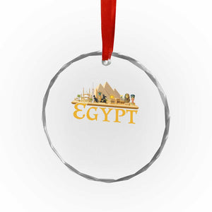 Ancient Egypt Pyramids Sphinx Graphic Crystal Glass Ornament Vintage Egypt Anubis History Buff Travel Souvenir