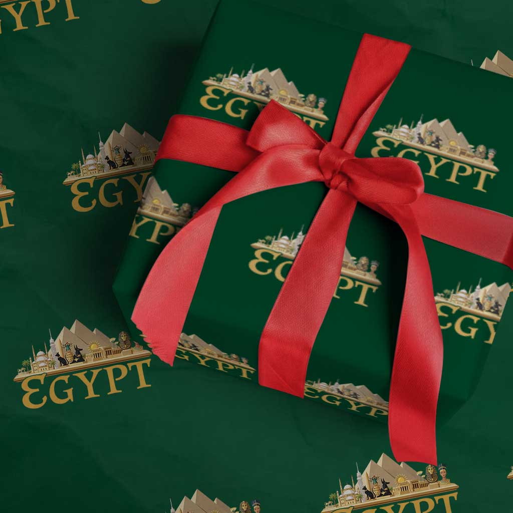 Ancient Egypt Pyramids Sphinx Graphic Wrapping Paper Roll Vintage Egypt Anubis History Buff Travel Souvenir TS02 Green Print Your Wear