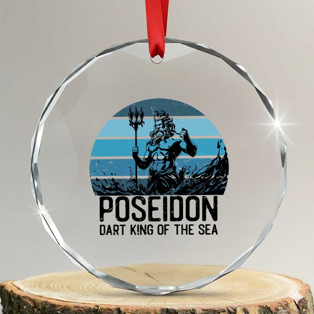 Ancient Greek Mythology Poseidon Dartist Crystal Glass Ornament Dart King Of The Sea Trident TS12 Transparent Glass 3'' Circle Print Your Wear