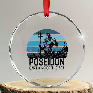 Ancient Greek Mythology Poseidon Dartist Crystal Glass Ornament Dart King Of The Sea Trident TS12 Transparent Glass 3'' Circle Print Your Wear