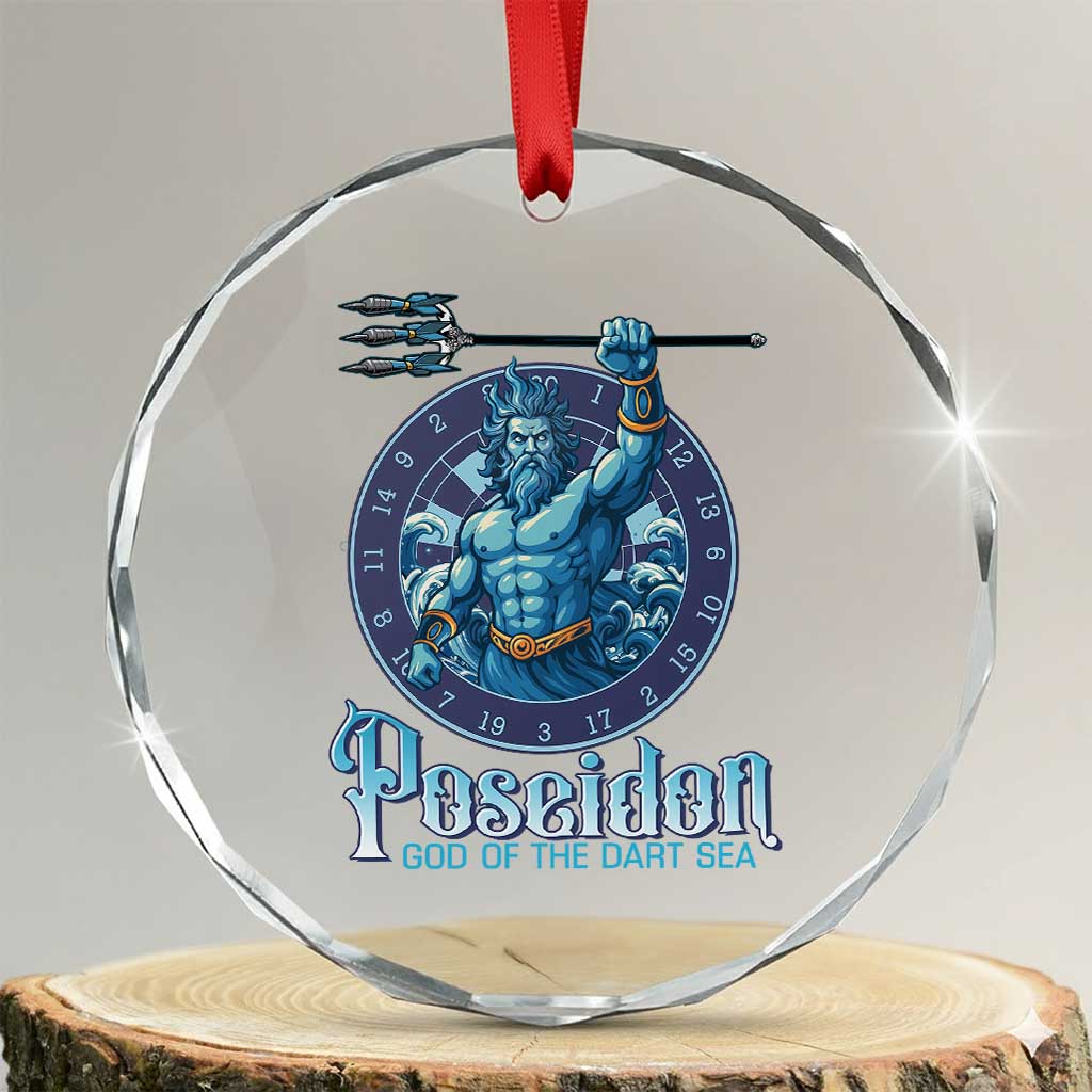 Ancient Greek Mythology Poseidon Dartist Crystal Glass Ornament God Of The Dart Sea Trident TS12 Transparent Glass 3'' Circle Print Your Wear