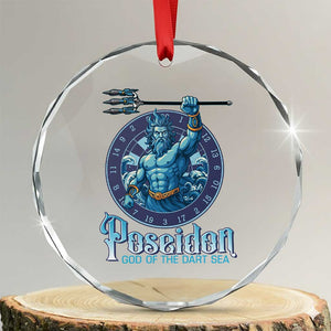 Ancient Greek Mythology Poseidon Dartist Crystal Glass Ornament God Of The Dart Sea Trident TS12 Transparent Glass 3'' Circle Print Your Wear
