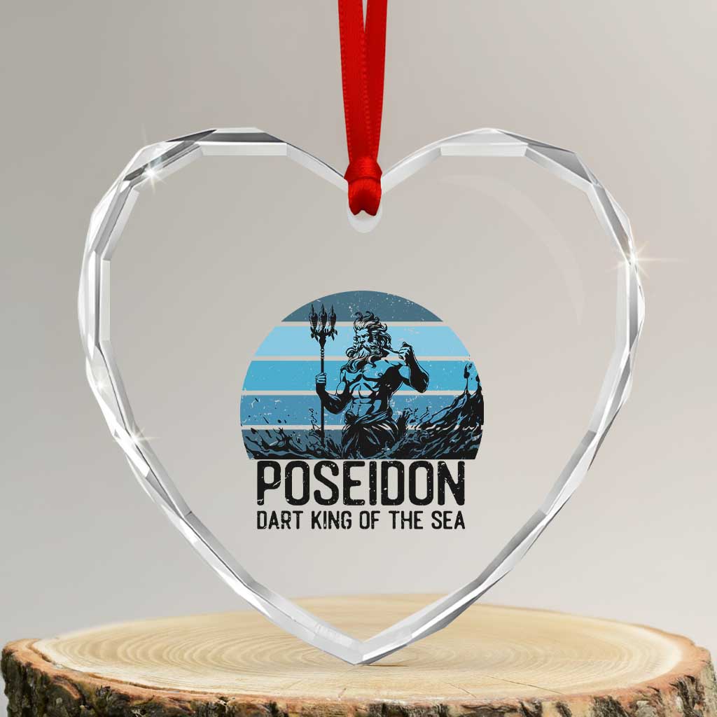Ancient Greek Mythology Poseidon Dartist Heart Crystal Glass Ornament Dart King Of The Sea Trident TS12 Transparent Glass 3'' Heart Print Your Wear