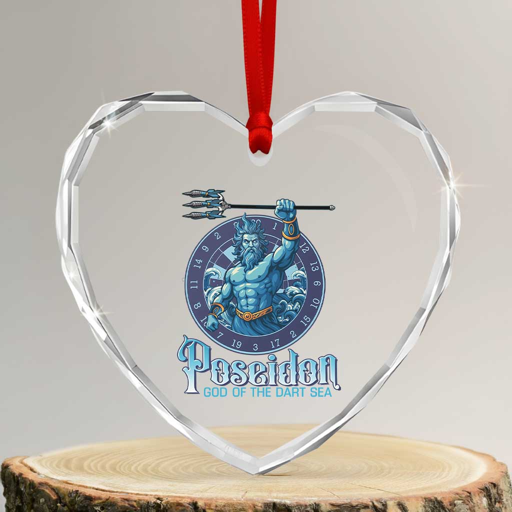 Ancient Greek Mythology Poseidon Dartist Heart Crystal Glass Ornament God Of The Dart Sea Trident TS12 Transparent Glass 3'' Heart Print Your Wear