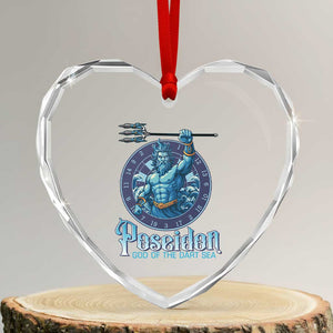Ancient Greek Mythology Poseidon Dartist Heart Crystal Glass Ornament God Of The Dart Sea Trident TS12 Transparent Glass 3'' Heart Print Your Wear