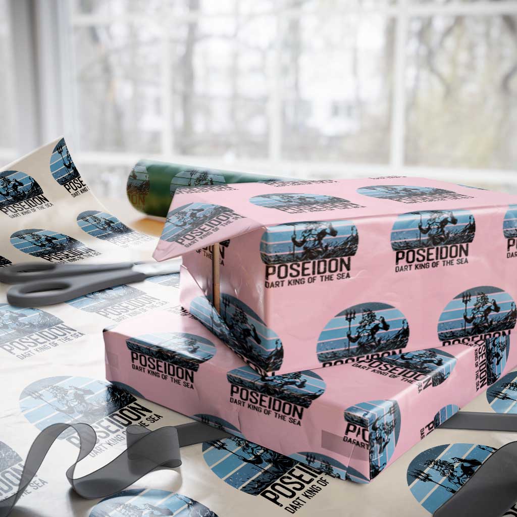 Ancient Greek Mythology Poseidon Dartist Wrapping Paper Roll Dart King Of The Sea Trident TS12 Light Pink Print Your Wear