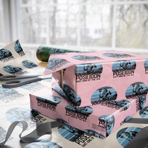 Ancient Greek Mythology Poseidon Dartist Wrapping Paper Roll Dart King Of The Sea Trident TS12 Light Pink Print Your Wear