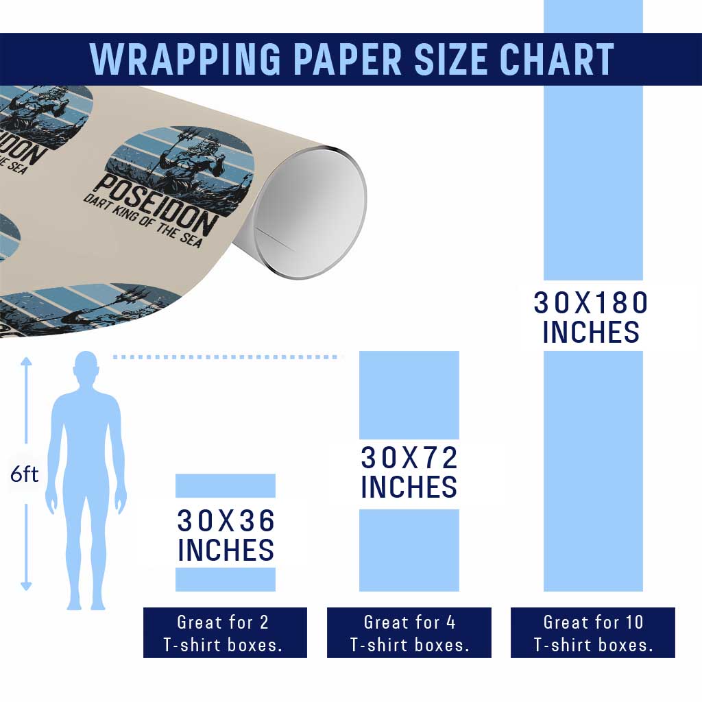 Ancient Greek Mythology Poseidon Dartist Wrapping Paper Roll Dart King Of The Sea Trident TS12 Print Your Wear
