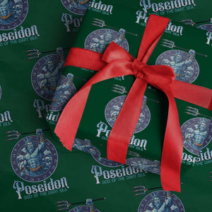Ancient Greek Mythology Poseidon Dartist Wrapping Paper Roll God Of The Dart Sea Trident TS12 Green Print Your Wear
