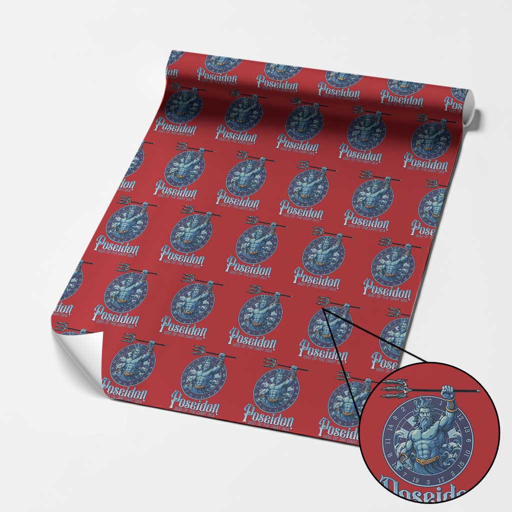 Ancient Greek Mythology Poseidon Dartist Wrapping Paper Roll God Of The Dart Sea Trident TS12 Red Print Your Wear