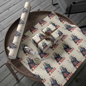 And Bake Funny Benjamin Franklin Patriotic Graphic Matching Wrapping Paper Roll Vintage Founding Father Distressed Stars and Lightning Bolts Dynamic Duo