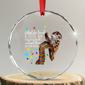 And She Loved A Little Boy Very Much Even More Than She Loved Herself Crystal Glass Ornament Autism Awareness Giraffes TS11 Transparent Glass 3'' Circle Print Your Wear