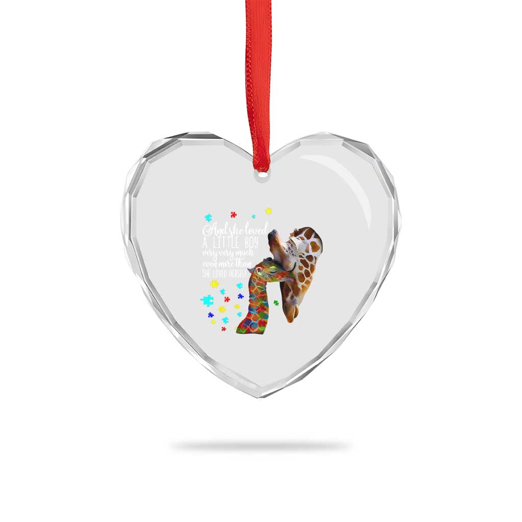 And She Loved A Little Boy Very Much Even More Than She Loved Herself Heart Crystal Glass Ornament Autism Awareness Giraffes TS11 Print Your Wear