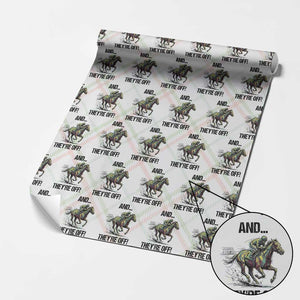 And They’re Off Colorful Horse Racing Sketch Wrapping Paper Roll Jockey and Thoroughbred Sprinting Race Day TS02 Christmas Plaid Print Your Wear