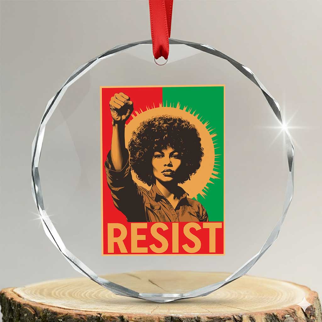 Angela Davis Crystal Glass Ornament Political Protest Resist Civil Rights Freedom TS14 Transparent Glass 3'' Circle Print Your Wear