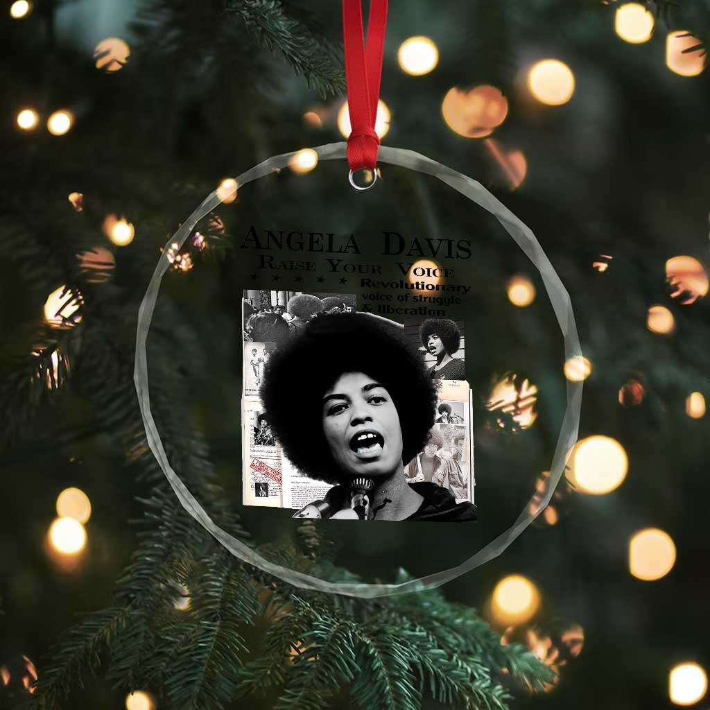 Angela Davis Crystal Glass Ornament Raise Your Voice Revolutionary Power Liberation TS02 Print Your Wear