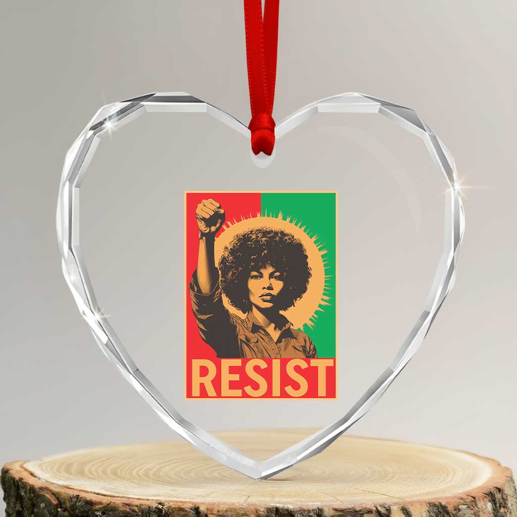 Angela Davis Heart Crystal Glass Ornament Political Protest Resist Civil Rights Freedom TS14 Transparent Glass 3'' Heart Print Your Wear