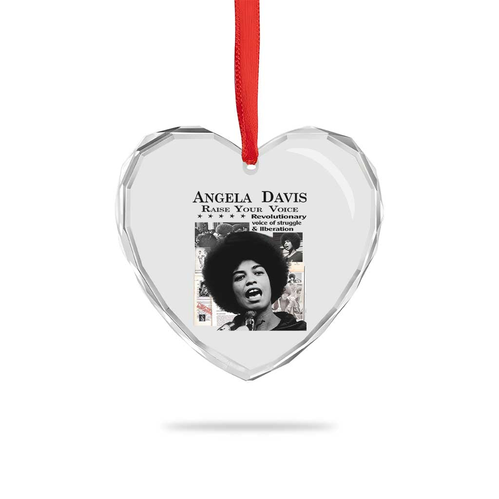 Angela Davis Heart Crystal Glass Ornament Raise Your Voice Revolutionary Power Liberation TS02 Print Your Wear