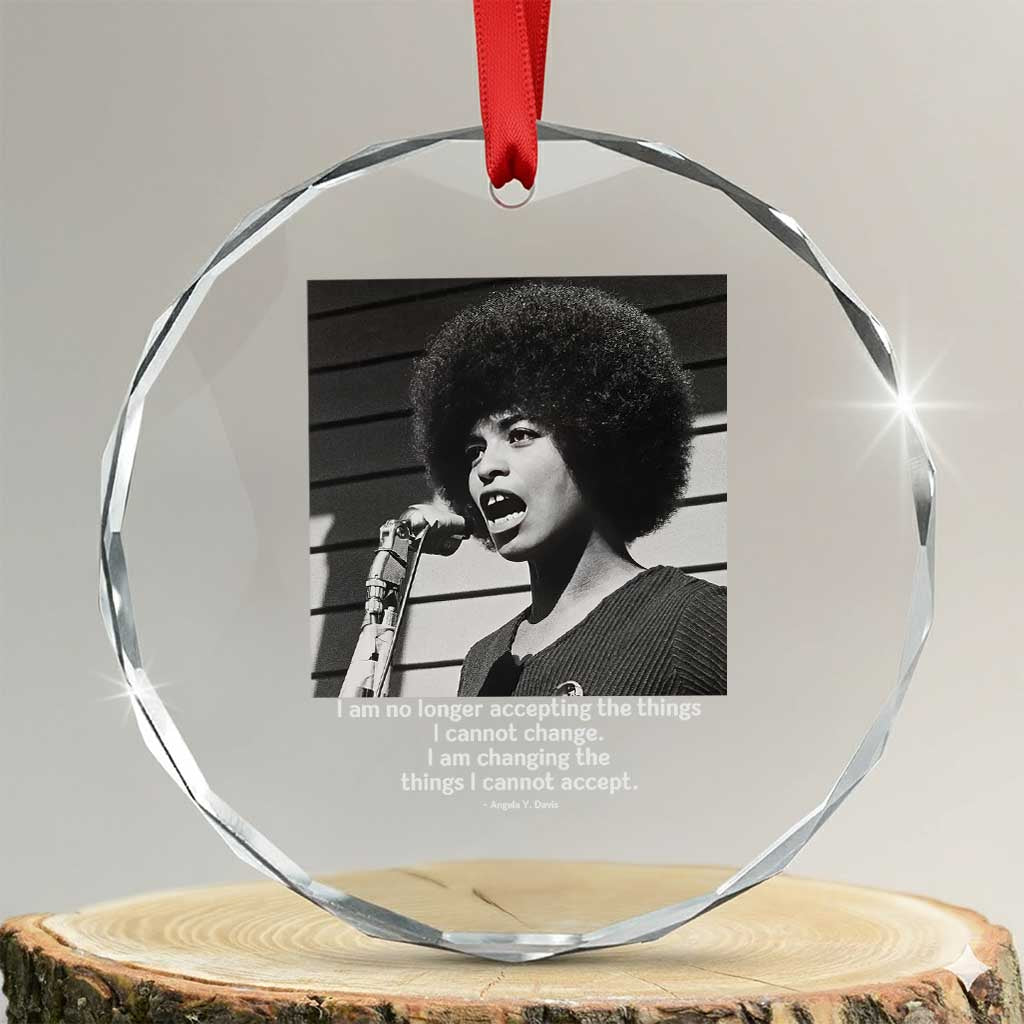 Angela Davis Inspirational Quote Crystal Glass Ornament Black History African Pride Power TS14 Transparent Glass 3'' Circle Print Your Wear